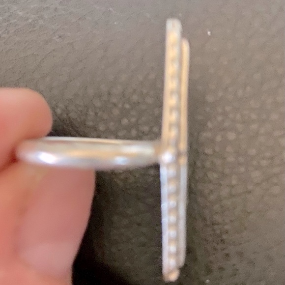 Vintage sterling silver Zuni turquoise chip & mother of Pearl ring - Picture 8 of 8